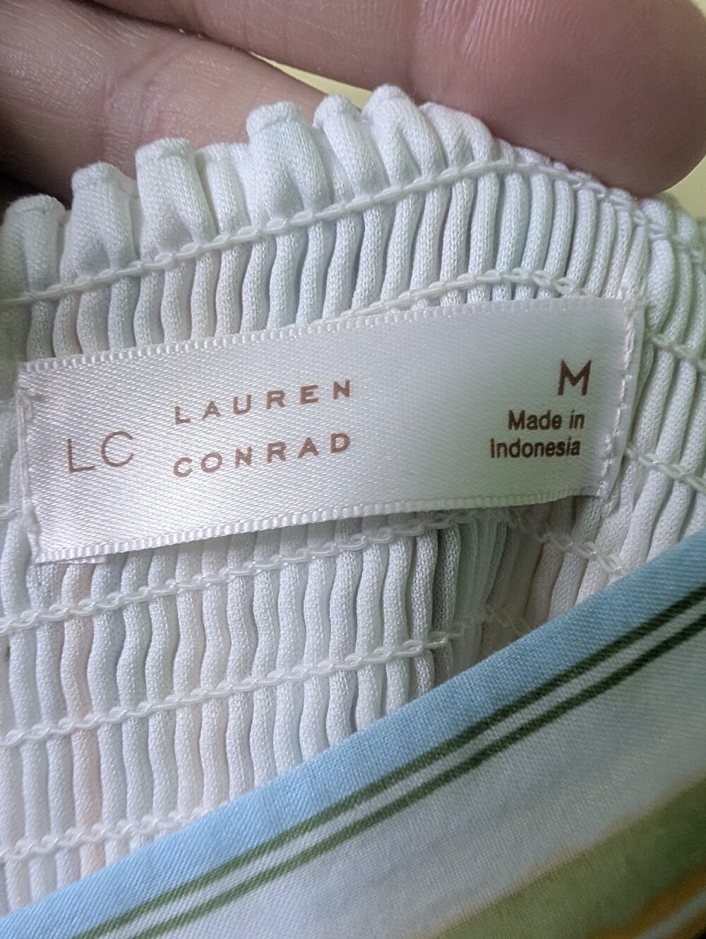 🌴 Lauren Conrad Striped Tiered Cotton Maxi Dress Size M - Picture 9 of 11